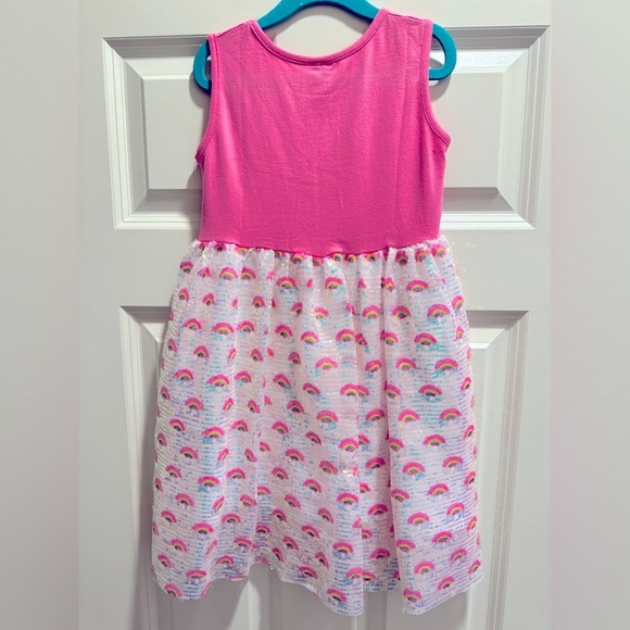 SWEET WINK NWOT Sz 6 Pink Dress with Rainbow Sequin Skirt - Picture 3 of 4